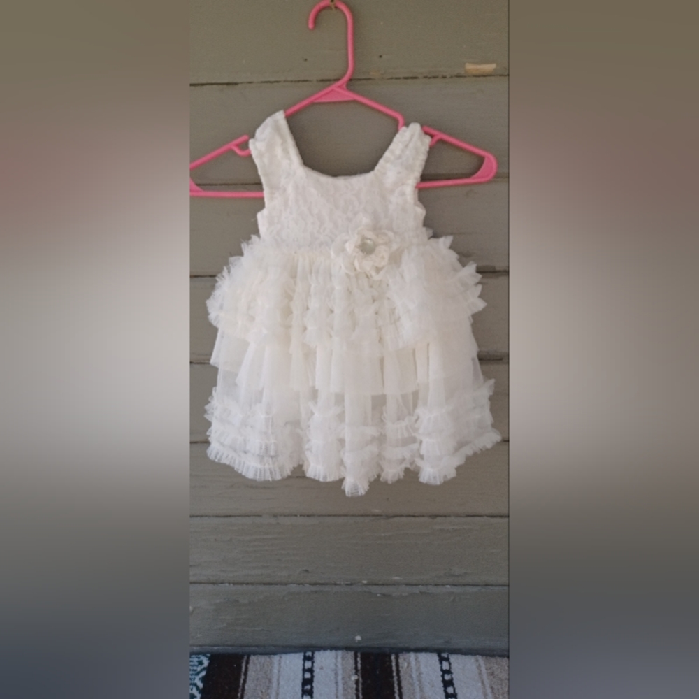VTG Baby Infant Ivory White Dress Lace Size 3M Baby Photography